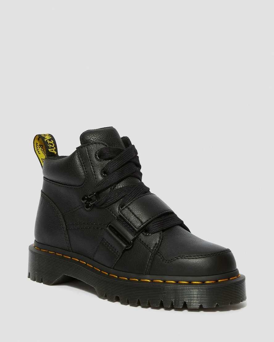 Dr. Martens Zuma II Nahka Chunky Naisten Nauhalliset Nilkkurit - Mustat Nilkkurit [458-ZKBUEG]